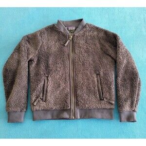 Patagonia Los Gatos Bomber Jacket Womens Large Gray Sherpa Long Sleeve Full Zip